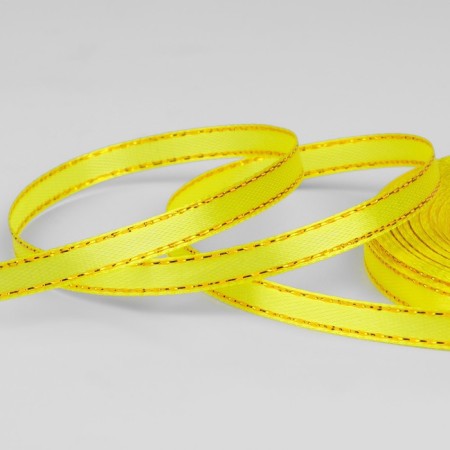 A satin ribbon "Golden threads", 6 mm × 23 ± 1 m, yellow color No. 015