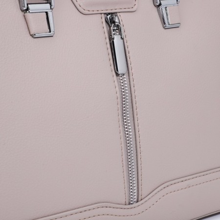 Lightning tout bag, outer pocket, long belt, light-beige color-4