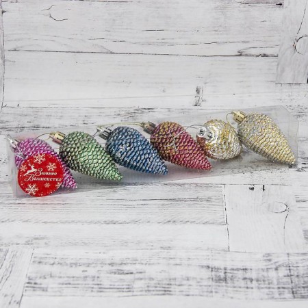 Jewelry decoration "cones" (set 6 pcs) 3.5x6.5 cm, mix-1
