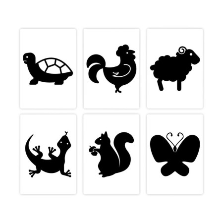 Black and white pictures for newborns "animals", 20 cards, 0+-1