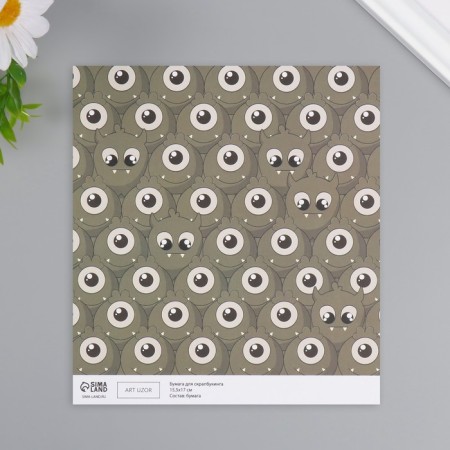 Scrapbooking paper bilateral "monsters and leaves" density 180 grams set 10 pcs 15.5x17 cm-2