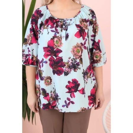 Female blouse, size 52, blue color-10