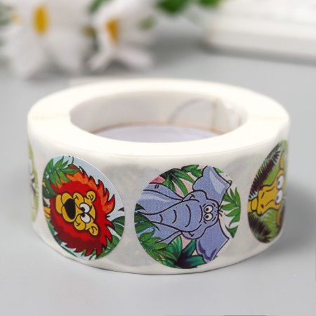 Stick Paper "Beasts Africa" ​​d = 2.5 cm 500 pcs in a roll 3x6.5x6.5 cm-2