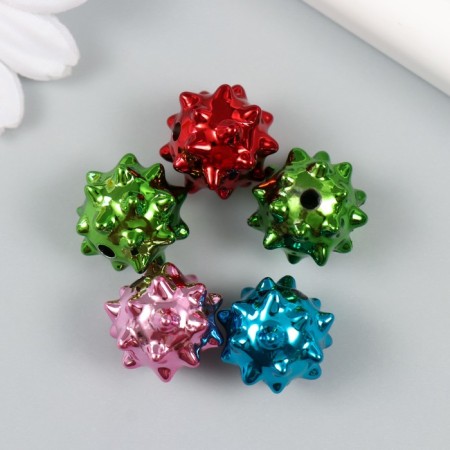 Busina for creativity plastic "Ball with thorns, glossy metallic" mix 1,7x1.7x1.7 cm