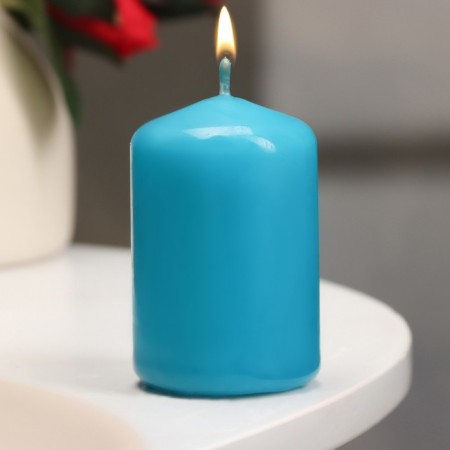 Candle - cylinder, 4 × 6 cm, 9 hours, turquoise