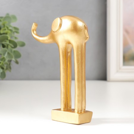 Souvenir Polystone "Golden Elephant with Long Legs" 3x9x12.5 cm-3