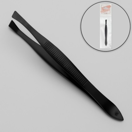Pinzet begged, narrow, 8.5 cm, black color-3