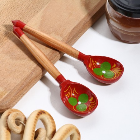 A wooden spoon "Red", tea, Khokhloma-2