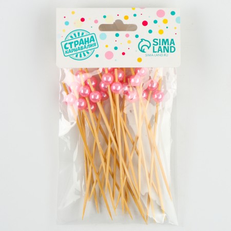 Skewers for Canapes "Pearl" set 24 pcs., Pink color-2