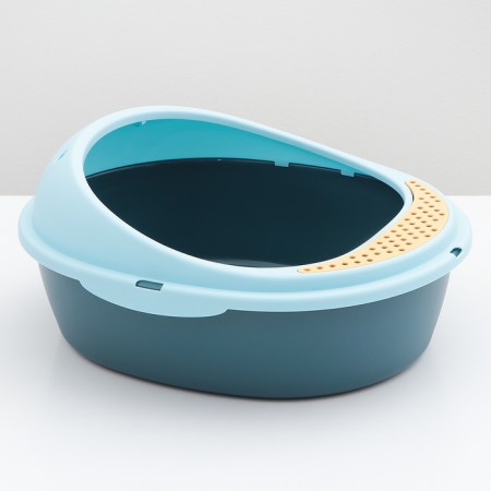 A rounded toilet round 48.2 x 40.5 x 25.5 cm, blue/blue-1