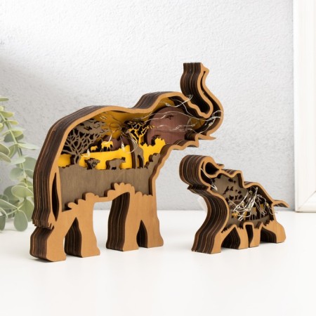 Souvenir tree Light "African elephant with an elephant" set 2 pcs 16x19 cm-2