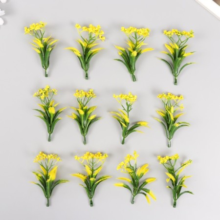 Artificial plant for creativity "Araucaria" set 12 pcs yellow 9.5 cm