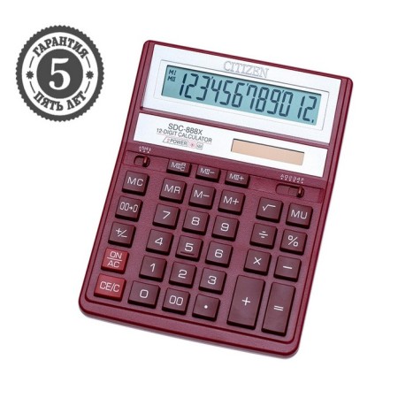 CITIZEN CITIZEN CALCAL "SDC-888XRD", 12-bit, 158 x 203 x 31 mm, double power, red