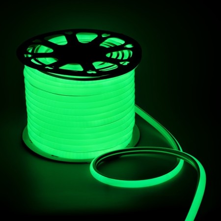 Flexible Neon Luazon Lighting 16 mm D-shaped, IP65, 50 m, SMD2835, 120 LED/m, 220 V, Green glow glow