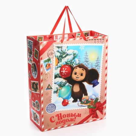 New Year. Gift package, 40x49x19 cm, packaging, Cheburashka-3