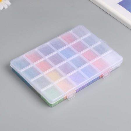 Glass 8/0 (3 mm) in the box "Bright" 24 colors x 15 g 19x13x2.1 cm-2
