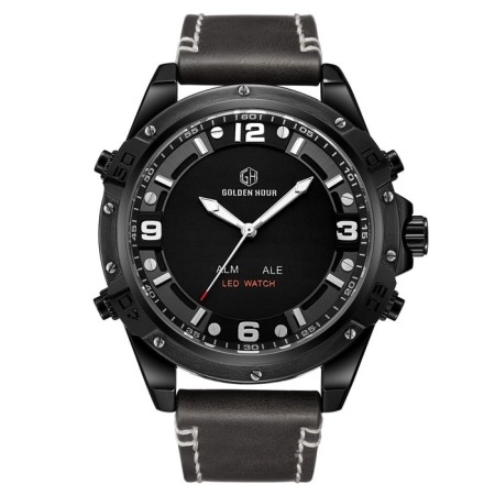Electronic watch watches, D-5 cm, with an alarm clock, calendar, backlight, 1 atm, black