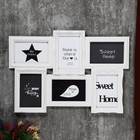 Photo frame plastic in 6 photos 10x15 cm "Family" white 35.5x52 cm