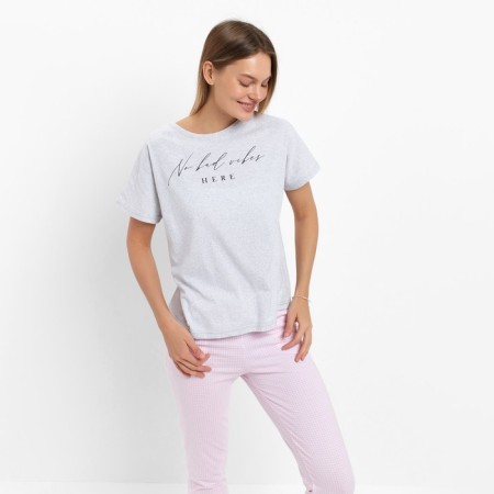 Homemade female set (T -shirt/pants), gray color, size 50-3