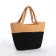 Female wicker bag without fastening, black/beige color