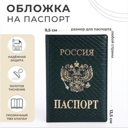 Cover for passport, green color
