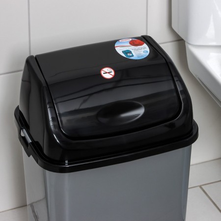 Garbage bucket "Camelia", 18 l, color silver mother -in -law/black-2