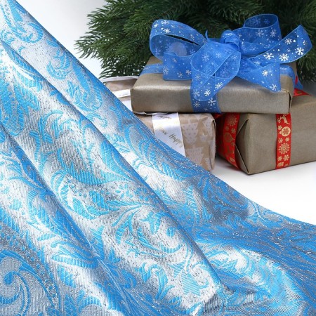 Locum for needlework, 50 x 50 cm, brocade, silver on blue