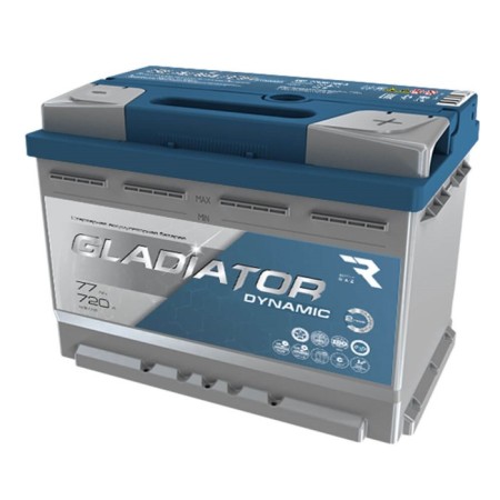 Gladiator Dynamic 77 A/h battery, reverse polarity, cone