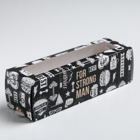 Makarun box, confectionery packaging “For Strong Man”, 5.5 x 18 x 5.5 cm