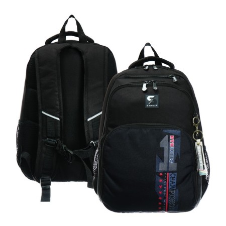 Youth backpack, 42 ​​x 31 x 13 cm, ergonomic back, Stavia "Champion", black