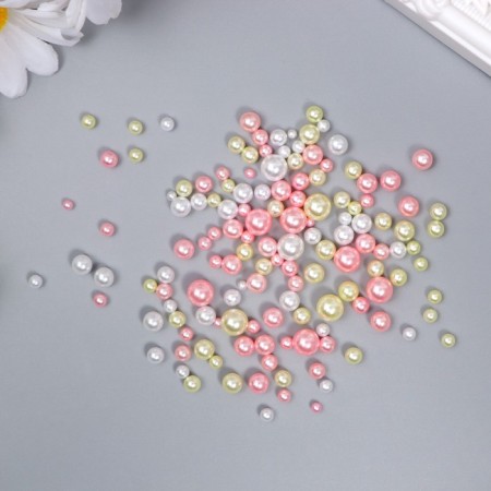 Decor for creativity plastic "Balls. Sakura. Assorted" d = 3-8 mm, set 10 grams