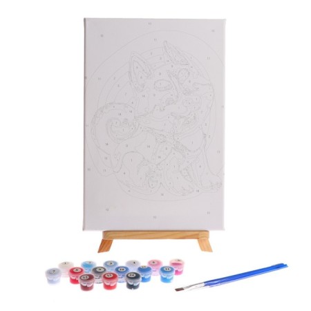 Picture on numbers on canvas with a subframe "Puppy Husky", 30x20 cm-5