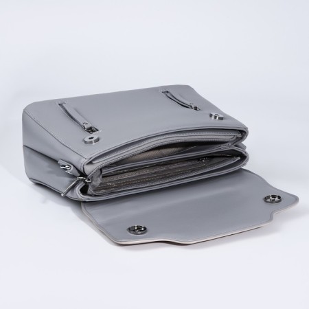 Magnet bag bag, external pocket, long belt, gray-blue color-6