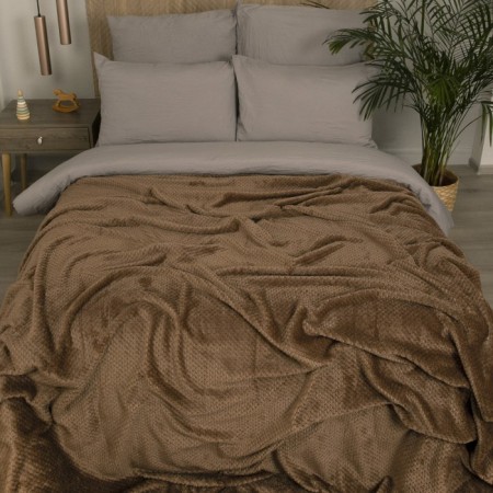 Plaid-woking "Jacquard", size 220x240 cm, brown color-1