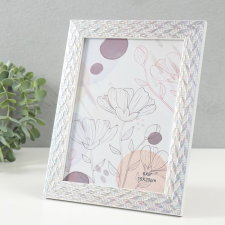 Photo frame plastic 15x20 cm "Double Spit" silver with holographia 18x23.8 cm-1