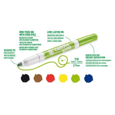 Фломастеры для ткани 6 цветов Carioca "Fabric Liner" 6.0 мм, картон, европодвес-1
