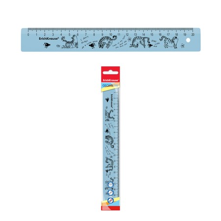 Line 20 cm Erichkrause "Zen Cats", plastic, translucent, blue, with a pattern, euro suspension