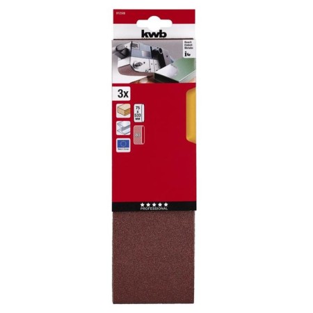 Grinding tape KWB, 75x533 mm, K80, aluminum oxide, 3 pcs-1