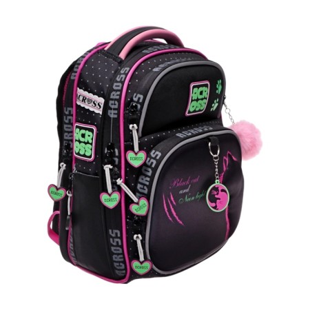 School backpack by Ergon. Spray Across 178 35*26*14 Virgo + Pen, Burner Cher/Rose 24-178-6-1