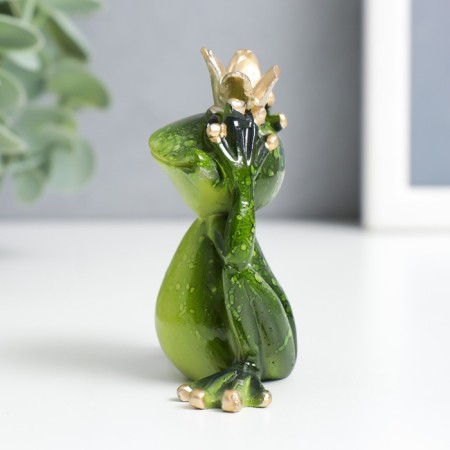Souvenir Polystone Lak "Frog-Kvakushka in the crown" Mix 8.3x7.5x5 cm-4