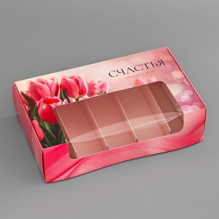 Box for 5 eclairs, confectionery packaging "Tulips", 25.2 x 15 x 6.6 cm-2