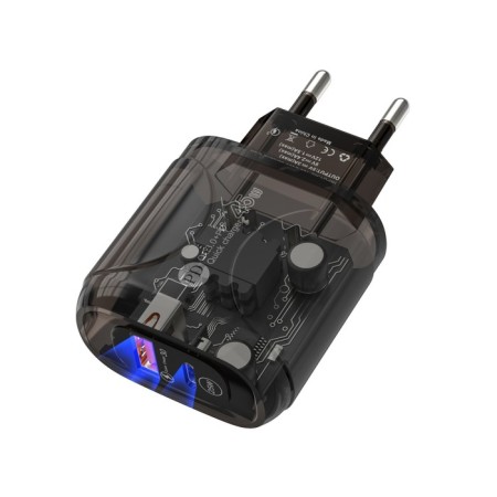 Network charger OR -000, 3 A, USB, Type-C, transparent, black