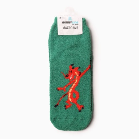 Women's socks "Dancing Dragon", green color, size 36-40-2