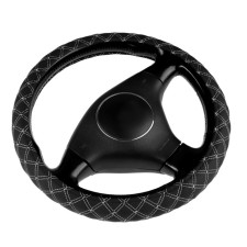 Braid on the steering wheel Nova Bright eco-leather, stitching gray rhombus, black, size l, 39-41 cm