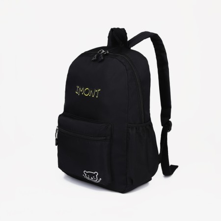 A backpack with a zipper, 3 outer pockets, black color-2