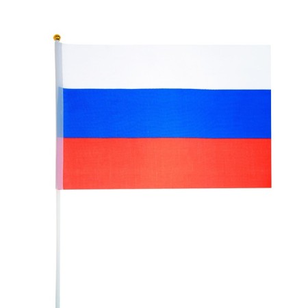 Russian flag, 20 x 30 cm, rod 40 cm, polyester silk