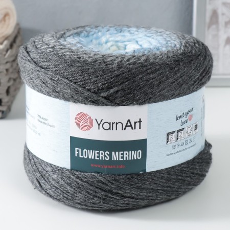 Yarn "Flowers Merino" 75% acrylic, 25% wool 590m/225g (550 Gray-Axva)