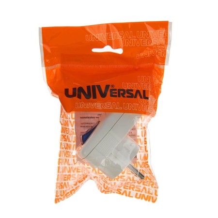Fork with switch Universal, 16 a, with salary, white-2