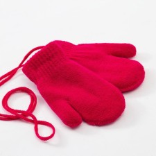 Варежки детские двухслойные MINAKU "Однотонные",цв. ярко-розовый, р-р 14 (4-5 лет)