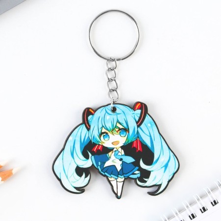 Key keychain wooden anime "Blue Hair"-1